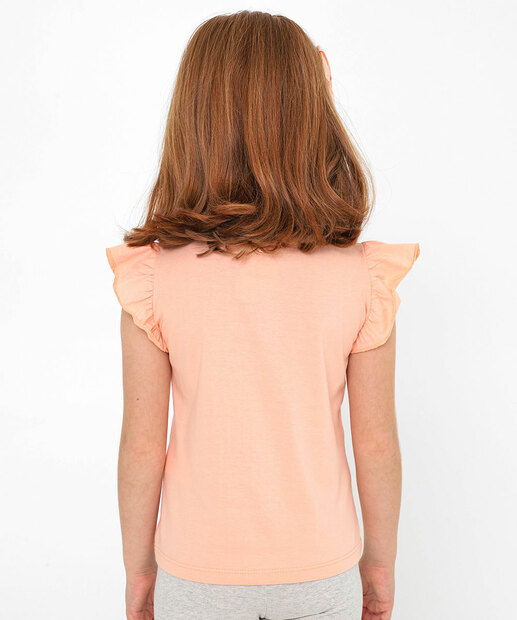 Blusa Infantil Babados Frase Marisa Tam 4 a 10 Laranja