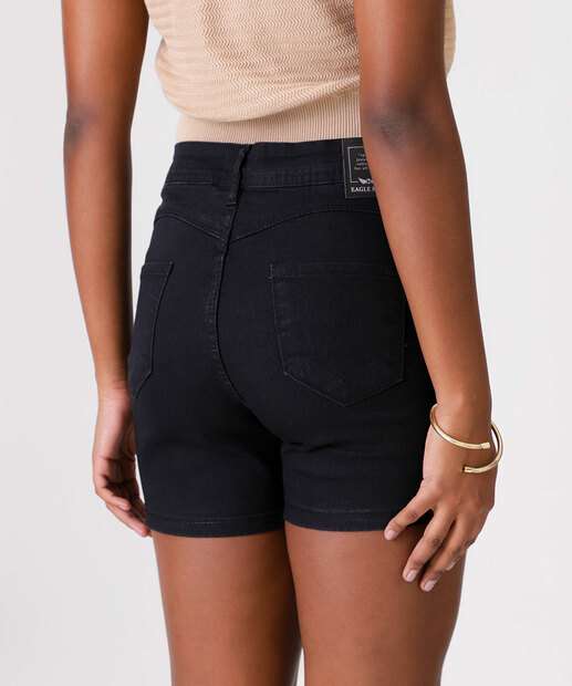 Short Jeans Feminino Bolso Cintura Alta 