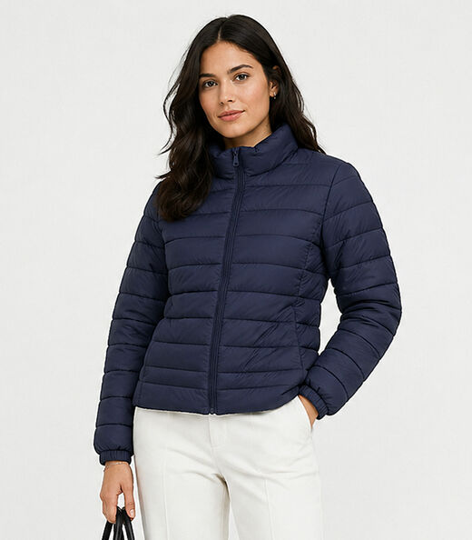 Jaqueta Puffer Feminina Peluciada Sea Surf Azul