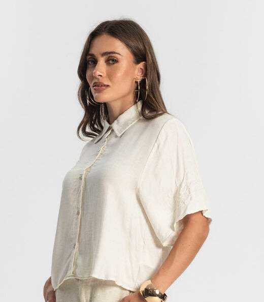 Camisa Feminina Em Viscolinho Endless Bege