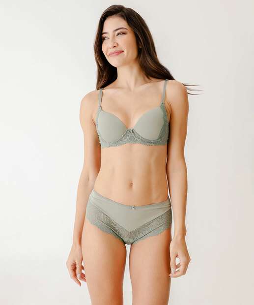 Calcinha Caleçon Recorte Renda Marisa