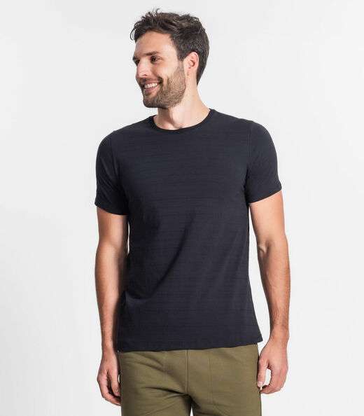 Camiseta Masculina Meia Malha Maquinetada Diametro Preto