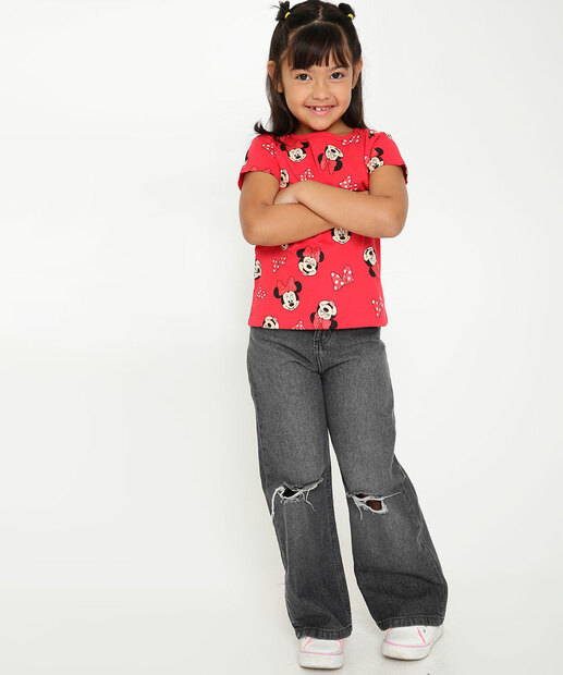 Camiseta Infantil Manga Curta Minnie Disney Tam 4 a 10