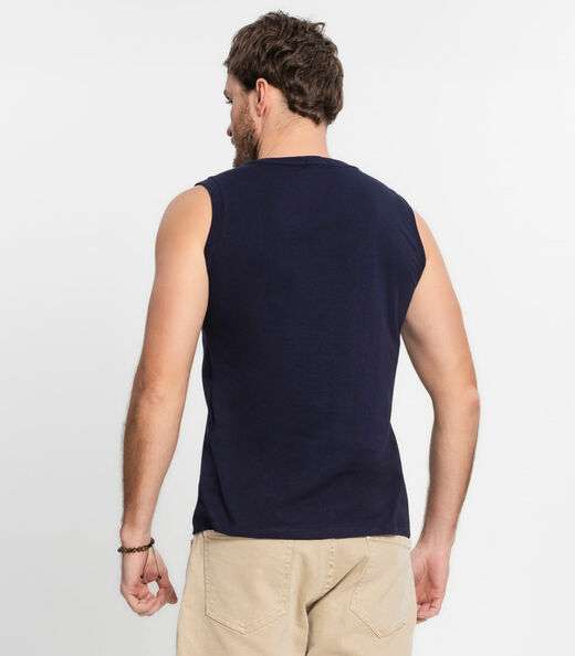 Regata Masculina Básico Meia Malha Diametro Azul