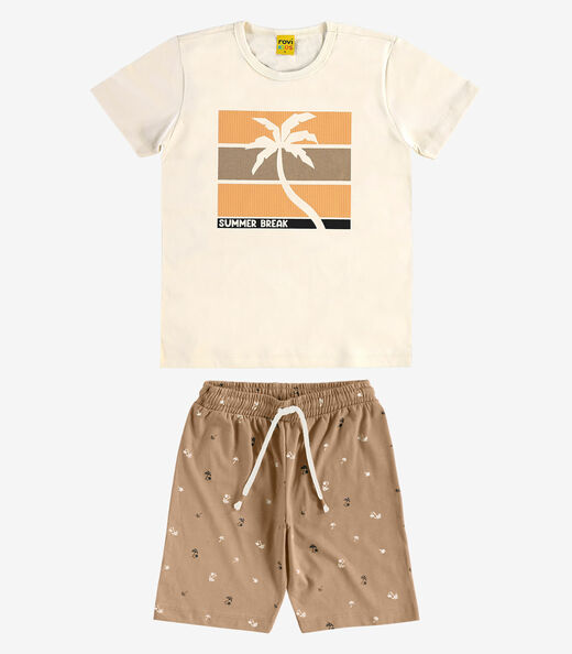 Image_Conjunto Camiseta com Bermuda Meia Malha Rovi Kids Bege