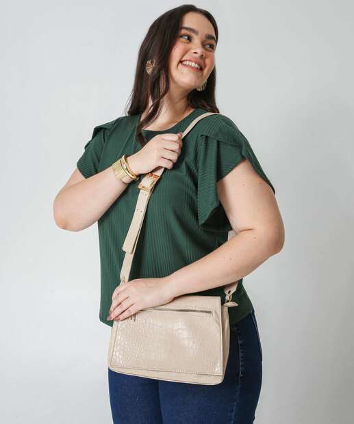 Image_Bolsa Transversal Crossbody Feminina Textura Marisa Bege