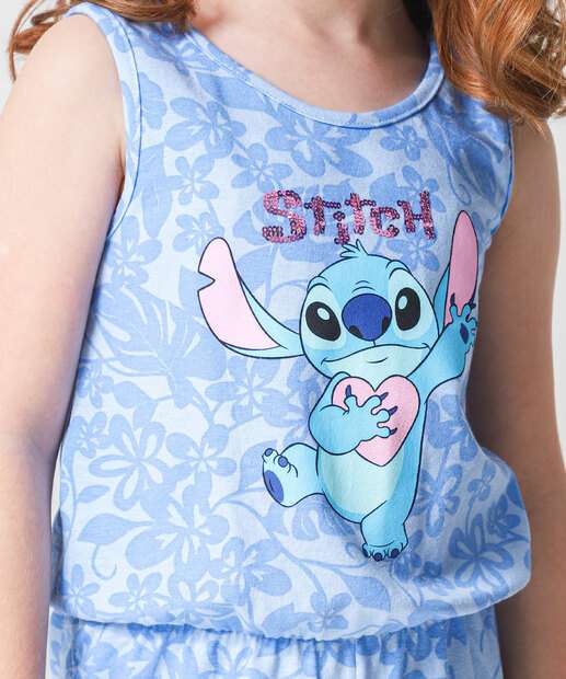 Macaquinho Infantil Stitch Tam 4 a 10 Azul 