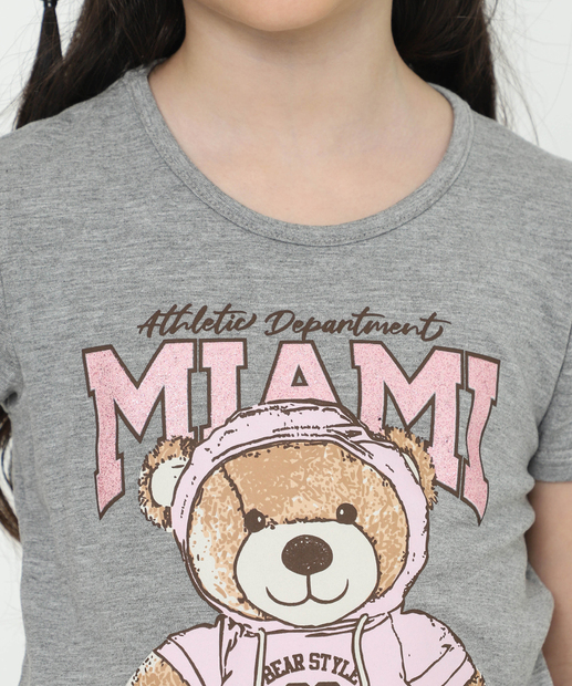 Blusa Infantil Estampa Urso Marisa Tam 4 a 10 Cinza