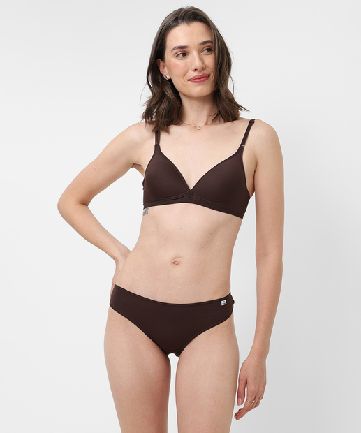 Kit 3 Calcinhas Tanga Estampa Poá DelRio Marrom