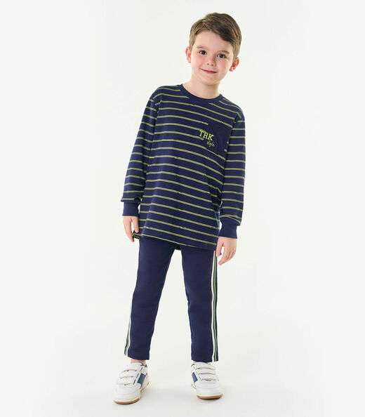 Camiseta Infantil Menino Manga Longa Trick Nick Azul