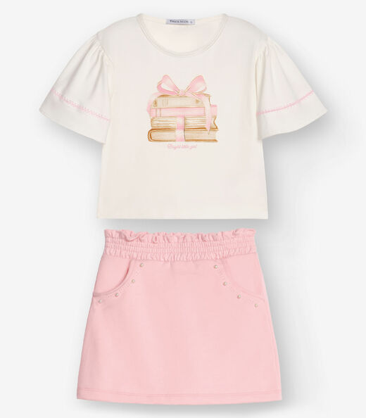 Conjunto Blusa com Shorts Saia Trick Nick Bege