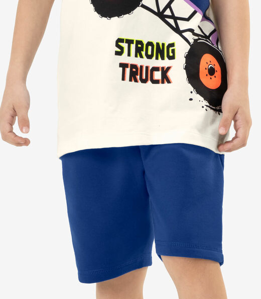 Conjunto Infantil Camiseta Com Bermuda Rovi Kids Bege
