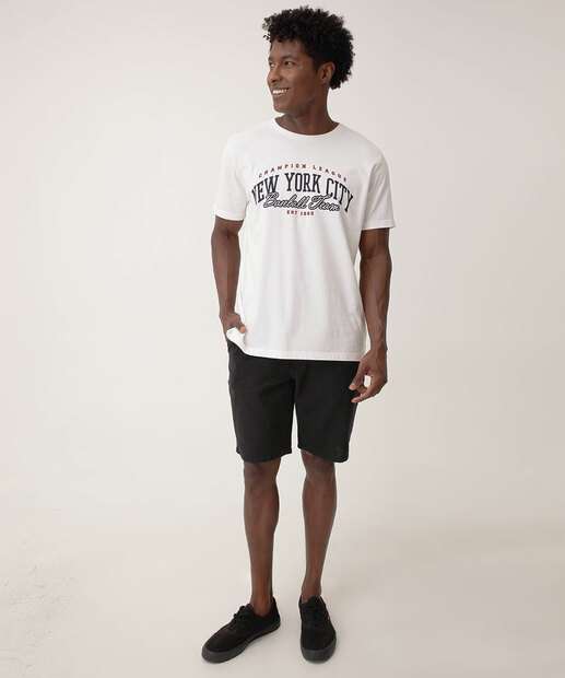 Camiseta Masculina Estampa Frase Marisa Off White