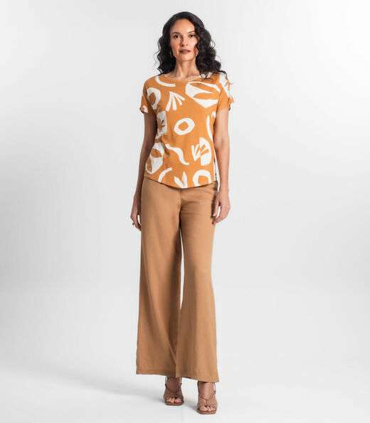 Blusa Feminina Estampada Rovitex Marrom