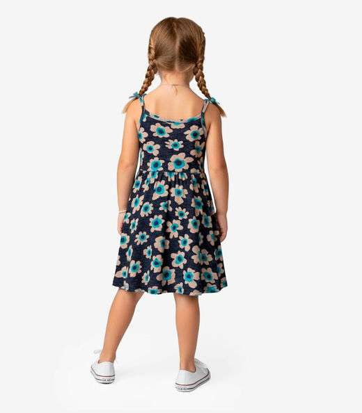 Vestido Infantil em Meia Malha Select Azul