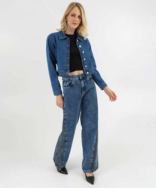 Jaqueta Feminina Jeans Sem Bolso Sawary Azul