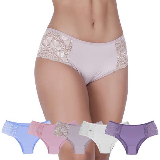 Image_Kit 5 Calcinhas Madame Renda e Microfibra Concept Lingerie Multicolorido
