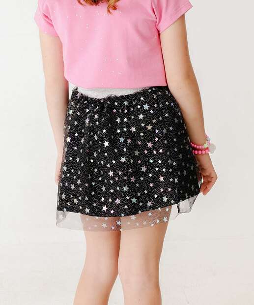 Saia Infantil Tule Brilho Estrelas Marisa Tam 4 a 10