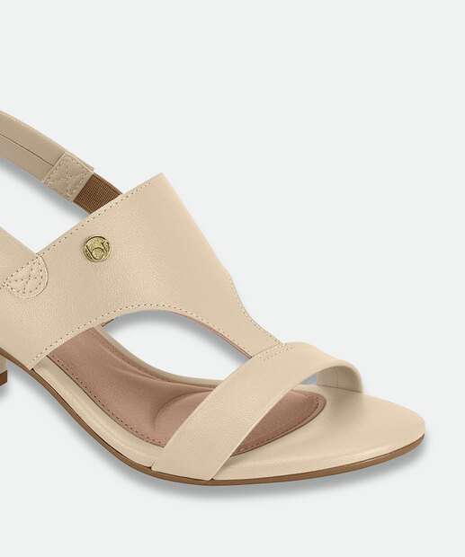 Sandália Feminina Salto Grosso Beira Rio Bege