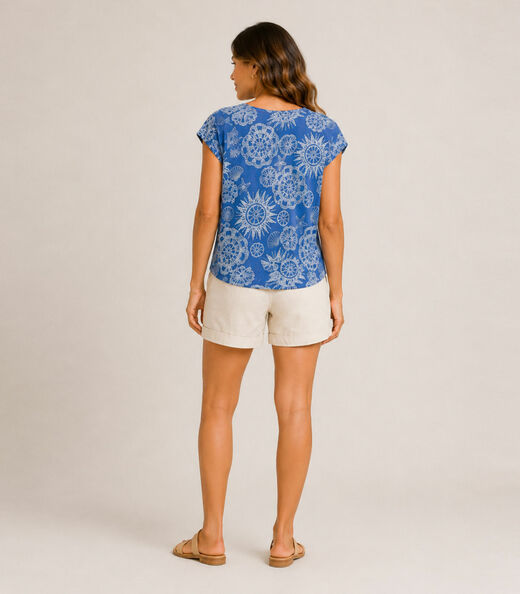 Blusa Feminina Estampada Rovitex Azul