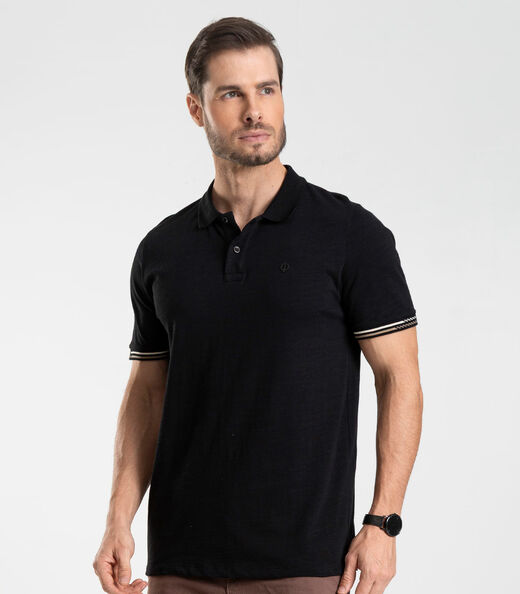 Polo Masculina Malhão Flamê Diametro Preto