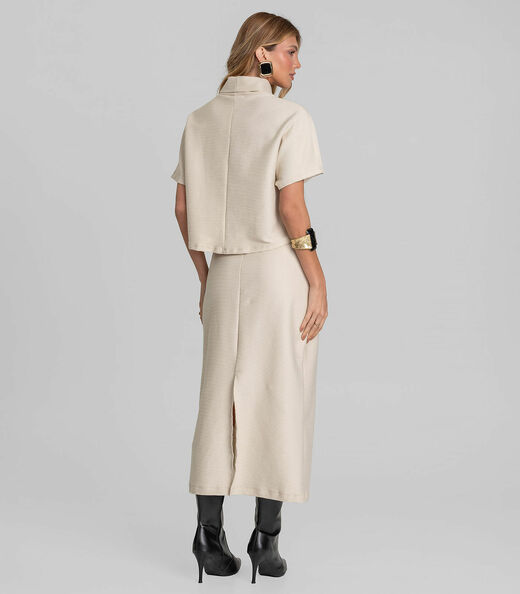 Blusa Feminina Ampla Moletinho Texturizado Dianna Bege