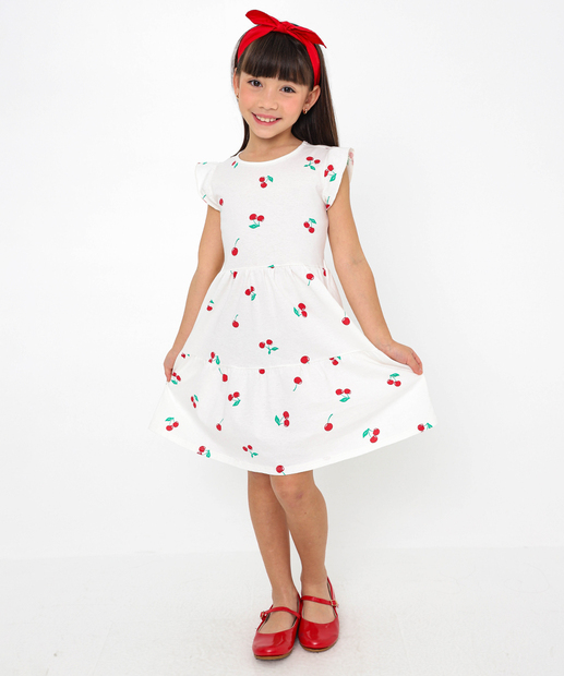Vestido Infantil Três Marias Cerejas Marisa Tam 4 a 10 Off White