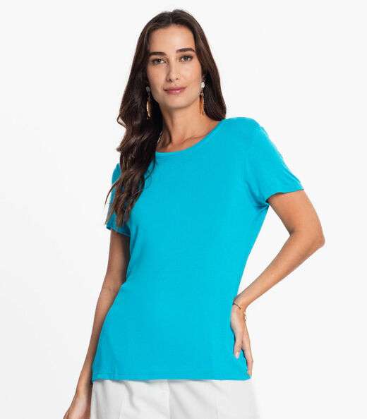 Blusa Feminina Básica Visco Tricot Rovitex Azul