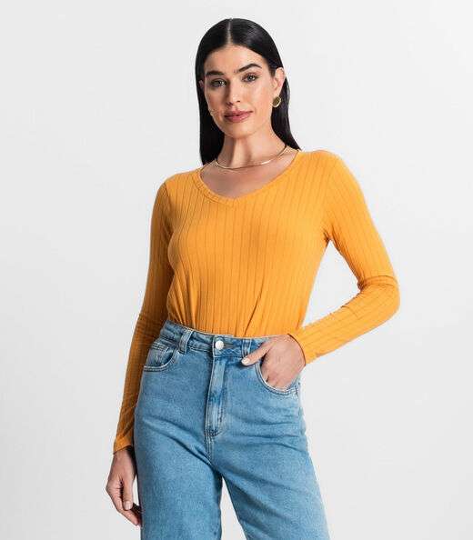 Blusa Manga Longa Infinita Cor Amarelo