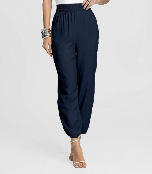 Calça Feminina Aladim em Tecido Viscose Dianna Azul