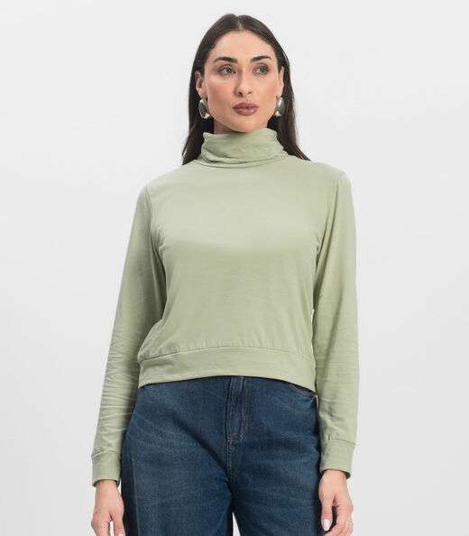 Blusão Gola Alta Infinita Cor Feminino Verde