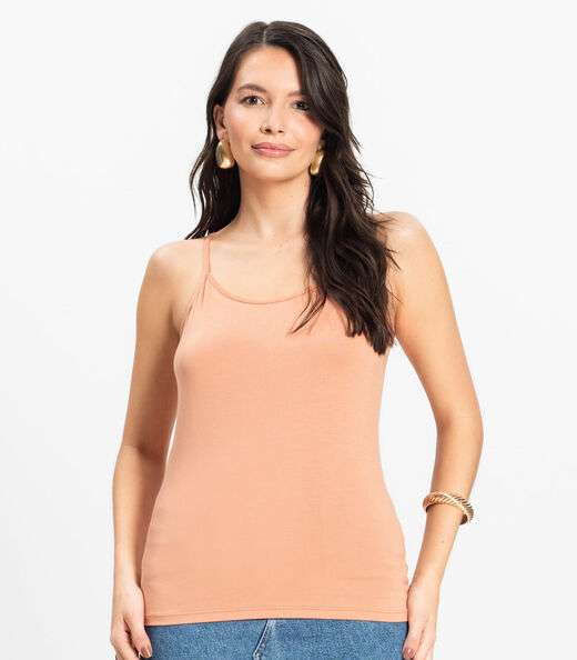 Blusa de Alça Feminina Viscotorcion Básica Rovitex Marrom