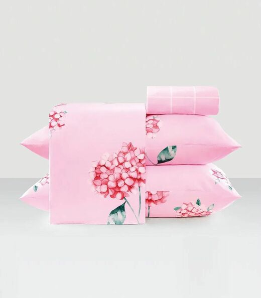 Image_Jogo de Cama King 200 Fios Flores Lar e Lazer Rosa