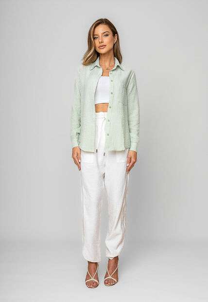 Camisão Listrado Alfaiataria Verde Salvatore