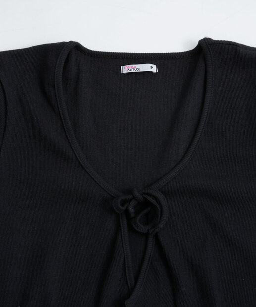 Cardigan Feminino Cropped Canelado Amarração Marisa 