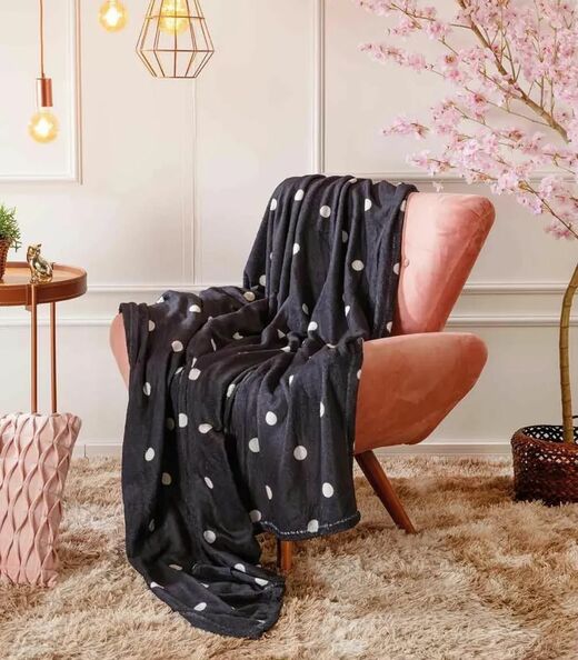 Manta Flannel Casal Lar E Lazer Preto