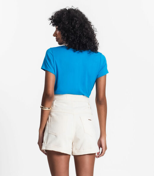 Blusa Feminina Viscotorcion Básica Rovitex Azul