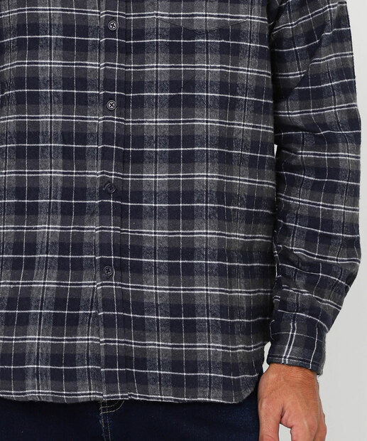 Camisa Masculina Xadrez Flanelada Marisa Azul