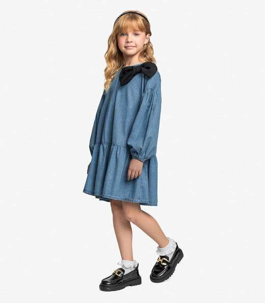 Vestido Infantil Light Denim Trick Nick Azul