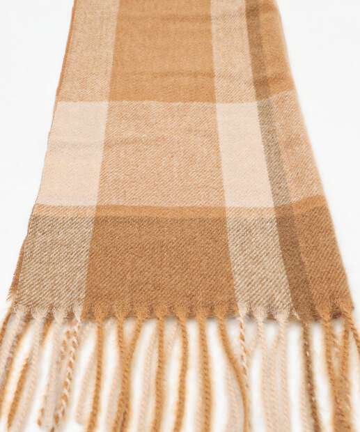 Cachecol Feminino Tricô Xadrez Marisa Bege