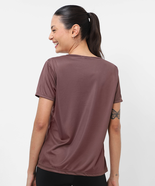 Blusa Feminina Fitness Estampada Marisa Marrom
