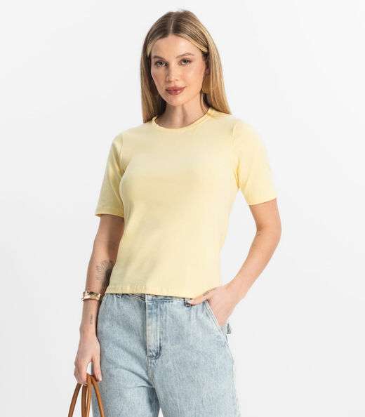Image_Blusa Básica Feminina Cotton Leve Rovitex Amarelo