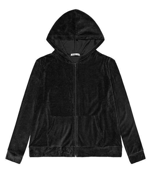 Jaqueta Feminina Plus Size Com Capuz Secret Glam Preto