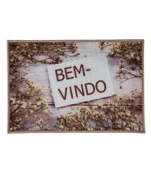 Capacho Bem-Vindo Estampado Corttex Bege