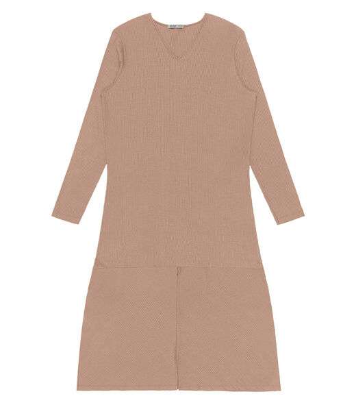 Vestido Midi Plus Size Manga Longa Secret Glam Marrom