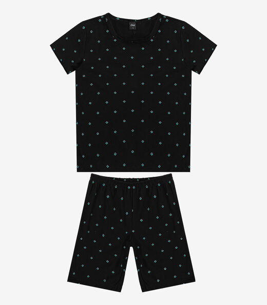 Pijama Infantil Camiseta e Bermuda Select Preto