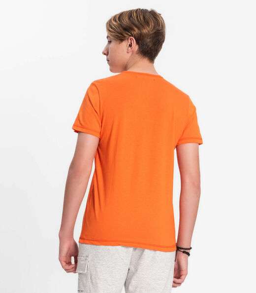 Camiseta Juvenil Masculina Em Meia Malha Minty Laranja