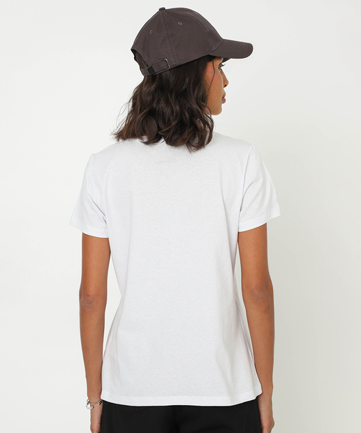 Camiseta Feminina Mickey Manga Curta Disney Off White