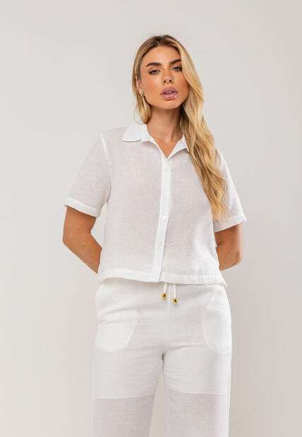 Conjunto Camisa Manga Curta e Calça Pantalona Branco Salvatore