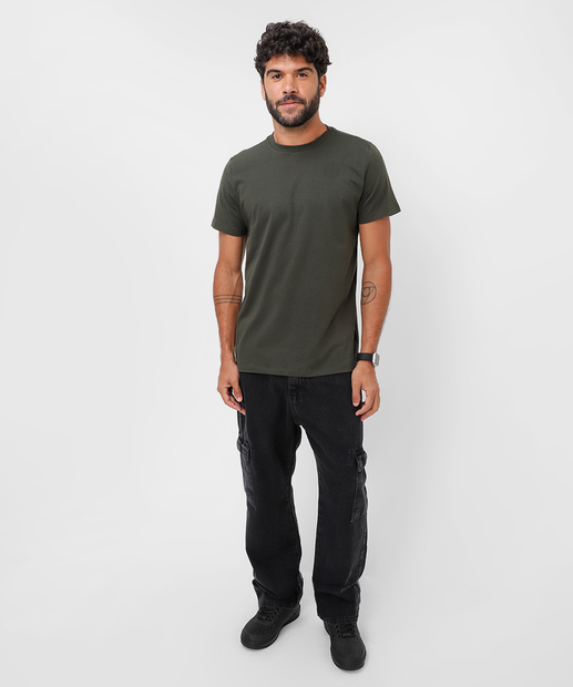 Camiseta Masculina Básica Manga Curta Marisa Verde